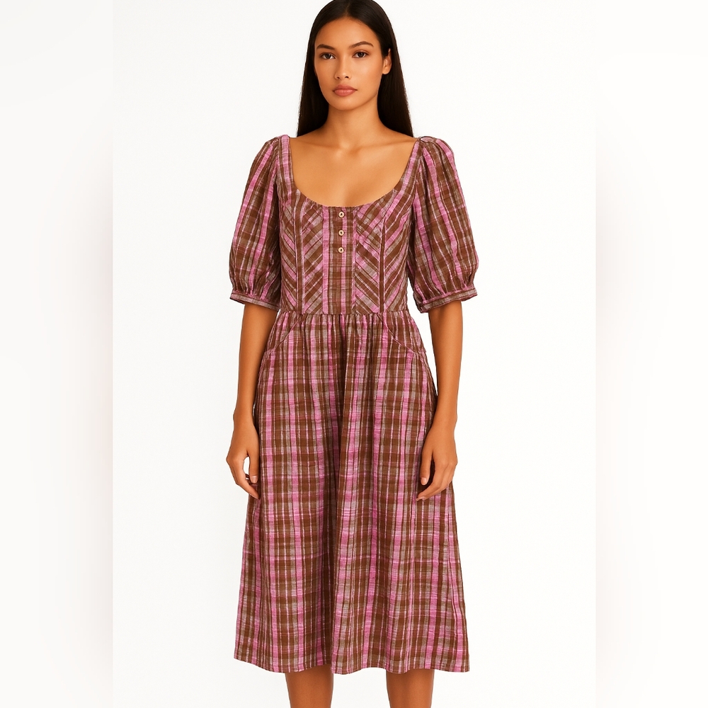 Free People Tulie Plaid Midi Dress